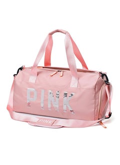 Loquat New Large Capacity Letter Printed Sequins Duffel Bag Pink  - Image 1