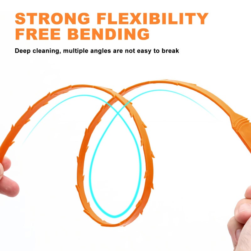 QUIUMES Drain Snake Clog Remover - 4 Pack 20 Inch Flexible Hair Drain Removal Tool for Sink, Shower, Tub & Toilet, Drain Cleaner with Grip Handle - Easy Use Kitchen & Bathroom Drain Opener - Image 5