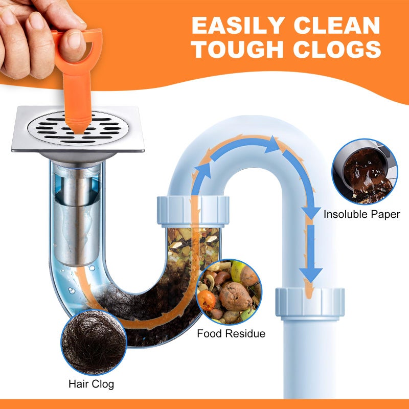 QUIUMES Drain Snake Clog Remover - 4 Pack 20 Inch Flexible Hair Drain Removal Tool for Sink, Shower, Tub & Toilet, Drain Cleaner with Grip Handle - Easy Use Kitchen & Bathroom Drain Opener - Image 2