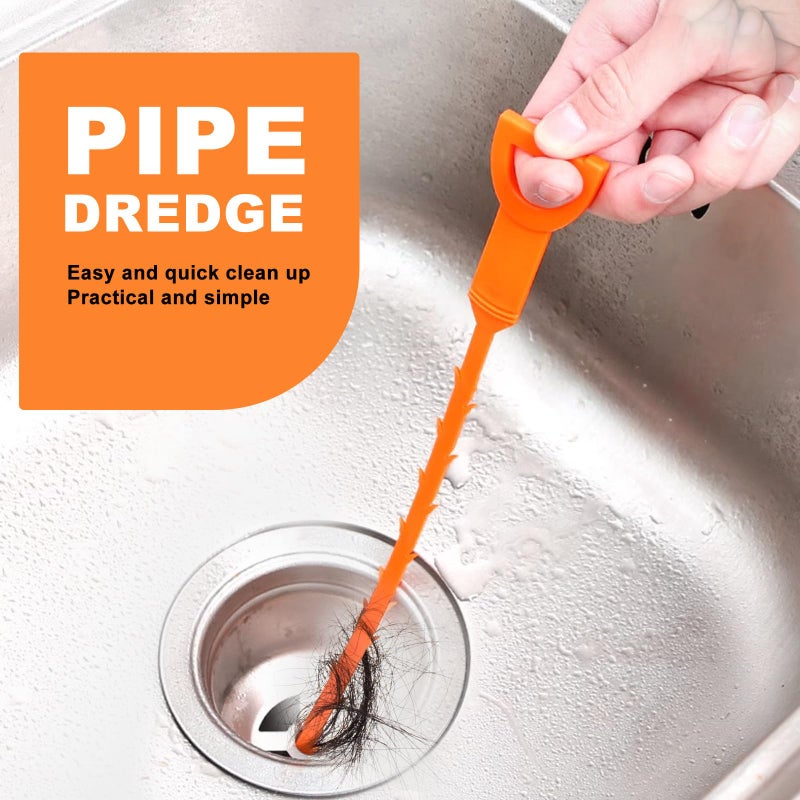 QUIUMES Drain Snake Clog Remover - 4 Pack 20 Inch Flexible Hair Drain Removal Tool for Sink, Shower, Tub & Toilet, Drain Cleaner with Grip Handle - Easy Use Kitchen & Bathroom Drain Opener - Image 4