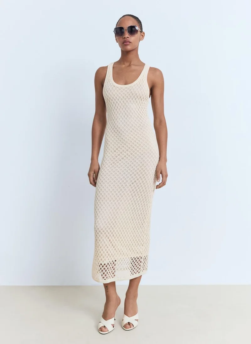 MANGO Crochet Long Dress