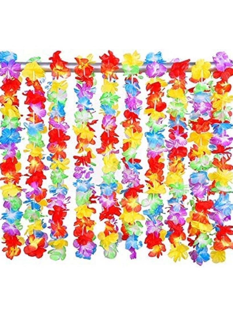 Generic 6 Pack Colorful Hawaiian Luau Tropical Flower Lei Garland Party Decorations Supplies Floral Leis for Dress Beach Theme Decorations10 Feet Each  - Image 1