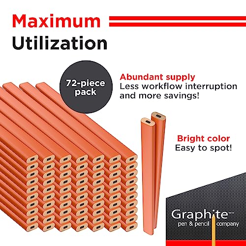 GRAPHITE Hard Lead Carpenter Pencils Bulk - (72) Pieces Lumber Wooden Pencil #2 (HB) - Neon Orange - Image 3