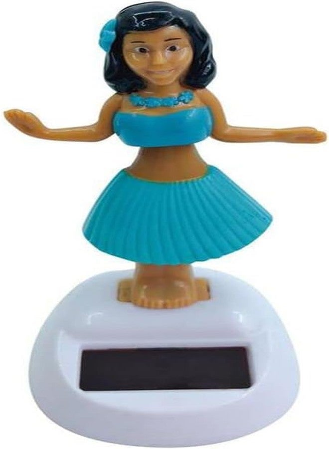 SquarezhenBo Blue Solar Powered Dancing Hula Girl Dashboard Decorations Swinging Bobbleheads Ornament Collection Figurines for Auto Interior Home Decor Solar Power Kits - Image 1