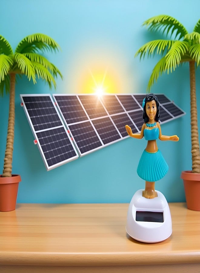 SquarezhenBo Blue Solar Powered Dancing Hula Girl Dashboard Decorations Swinging Bobbleheads Ornament Collection Figurines for Auto Interior Home Decor Solar Power Kits - Image 2