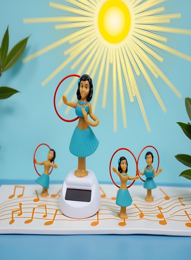 SquarezhenBo Blue Solar Powered Dancing Hula Girl Dashboard Decorations Swinging Bobbleheads Ornament Collection Figurines for Auto Interior Home Decor Solar Power Kits - Image 3