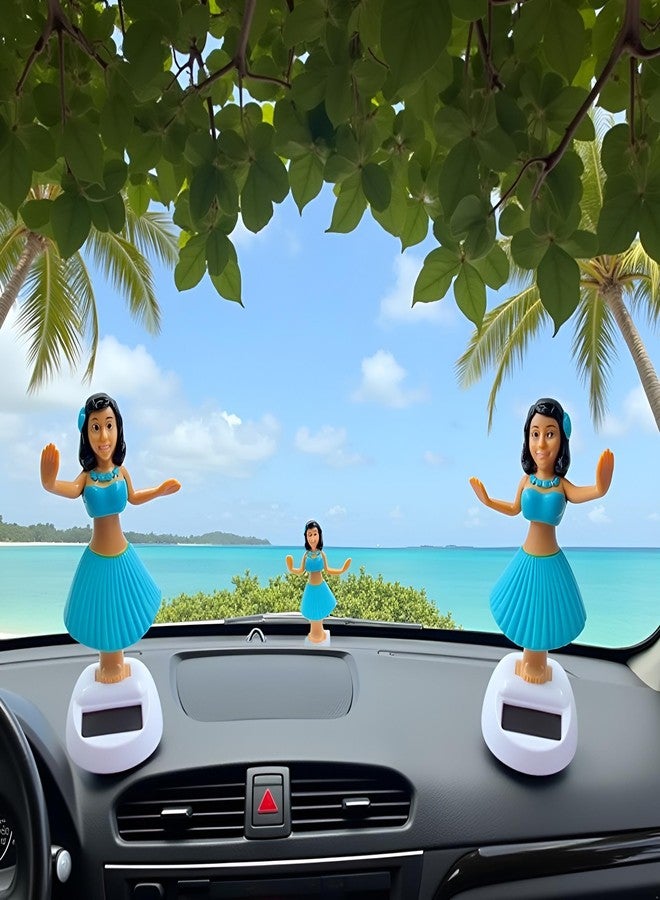 SquarezhenBo Blue Solar Powered Dancing Hula Girl Dashboard Decorations Swinging Bobbleheads Ornament Collection Figurines for Auto Interior Home Decor Solar Power Kits - Image 4