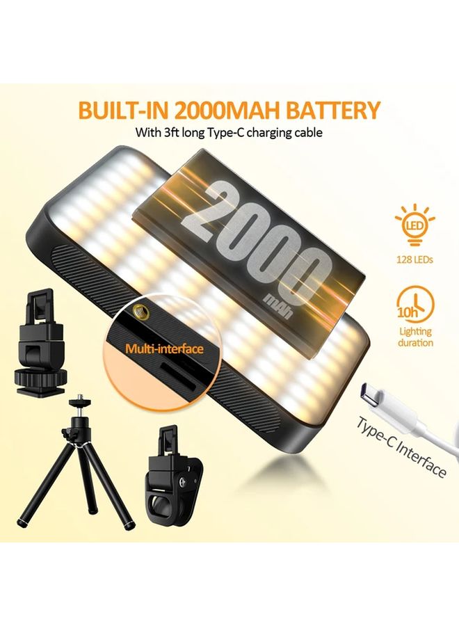 ضوء حلقة LED أسود قابل لإعادة الشحن مرفاق مغناطيسي USB 2000 ملي أمبير 3 أوضاع للهاتف - Image 5