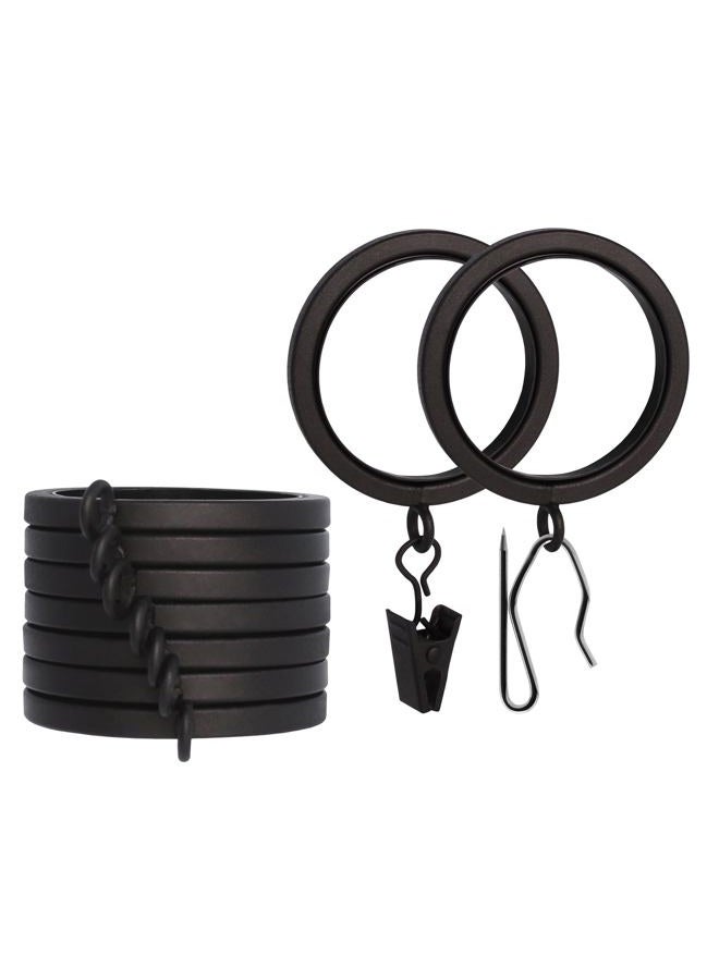 BlastHome® Luxury Curtain Rings - Premium Metal with Quiet, Smooth Nylon Inserts - Pinhooks and Clips Included - 1 1/2" Inside Diameter - 9 Rings for One Standard Curtain - Brushed Dark Brown - Image 1