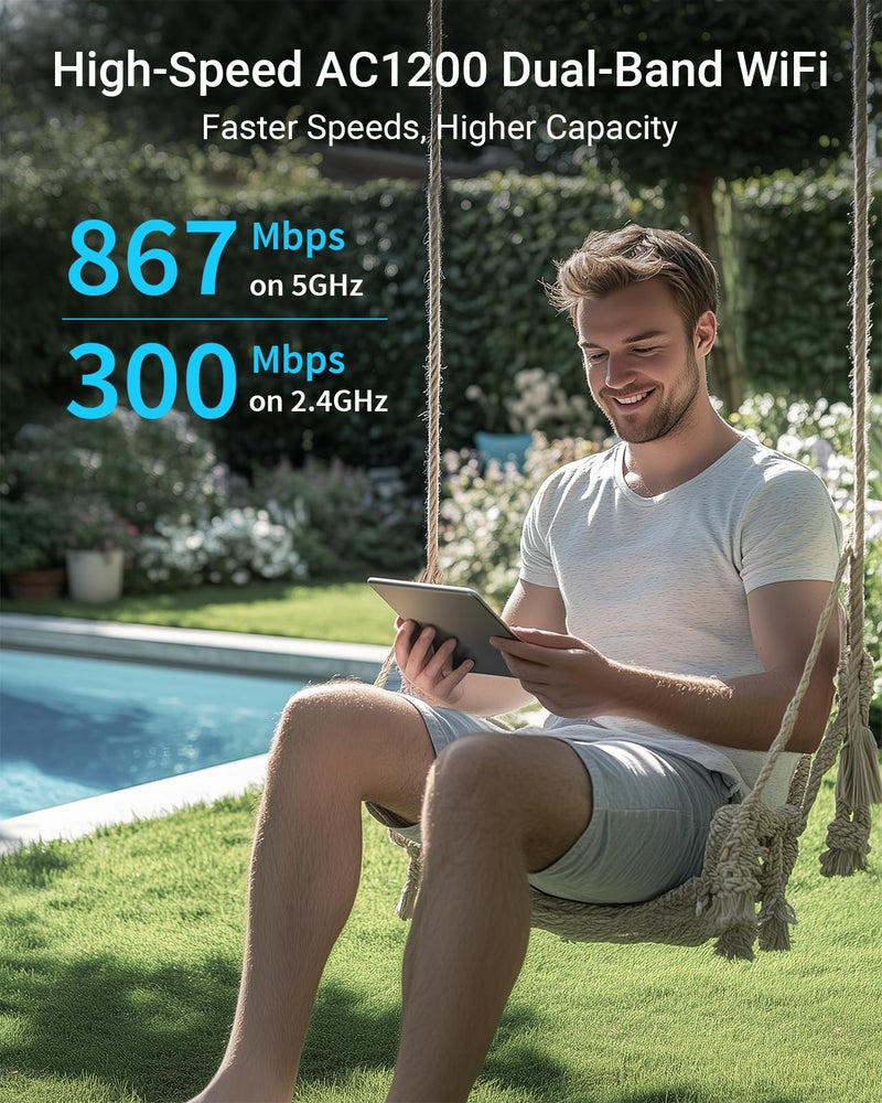 BrosTrend AC1200 Outdoor Access Point Long Range, IP65 Weatherproof Gigabit WiFi Access Point, Dual Band 5GHz + 2.4G, PoE Powered, with Passive PoE Injector, Universal Compatible, WAP for Yard Farm RV - Image 3