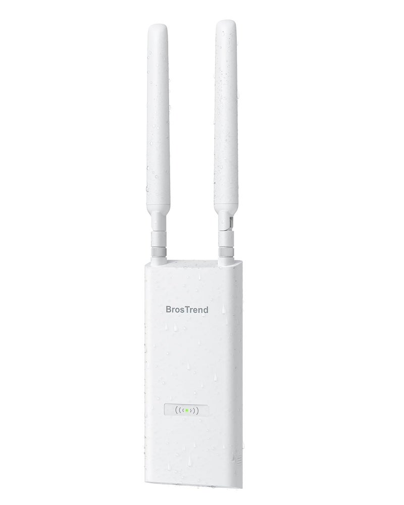 BrosTrend AC1200 Outdoor Access Point Long Range, IP65 Weatherproof Gigabit WiFi Access Point, Dual Band 5GHz + 2.4G, PoE Powered, with Passive PoE Injector, Universal Compatible, WAP for Yard Farm RV - Image 1