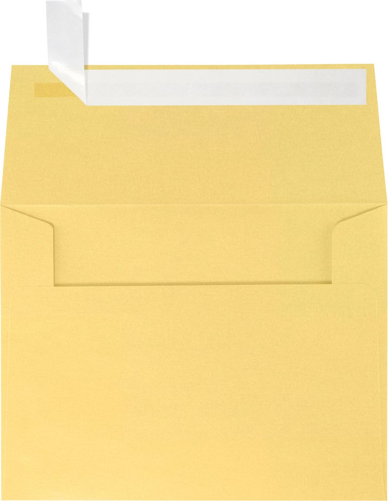 LUXPaper A2 Invitation Envelopes | Peel & Press | 4 3/8" x 5 3/4" | Gold Metallic | 80lb. Text | 50 Qty - Image 1
