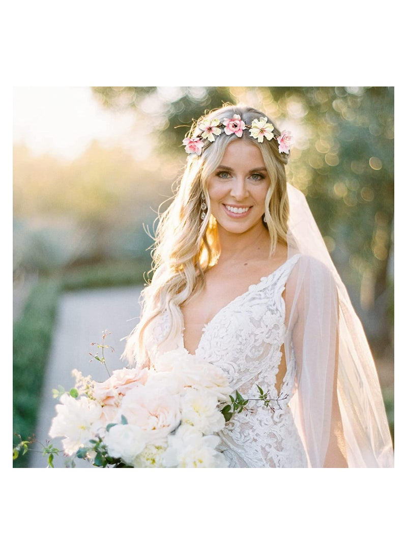 Loquat 5PCS Flower Crown Headbands Flower Headbands for Women Girls, Multicolour Flower Hair Wreath Floral Headpieces Festival Hair Accessories for Wedding Party Festival, Small Gesang Flower Rose Headband - Image 5