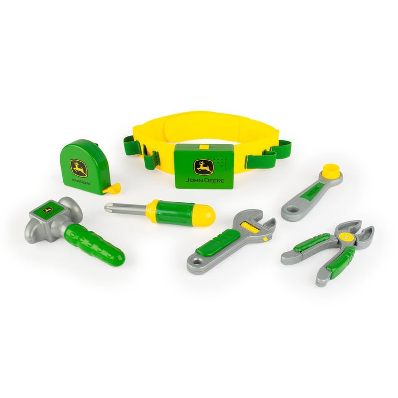 TOMY John Deere Deluxe Talking Toolbelt - 7-Piece Kids Tool Set - Interactive Construction Toys - Interactive Toddler Tools Playset - Green - 7 Count - Preschool Toys Ages 2 Years and Up - Image 1