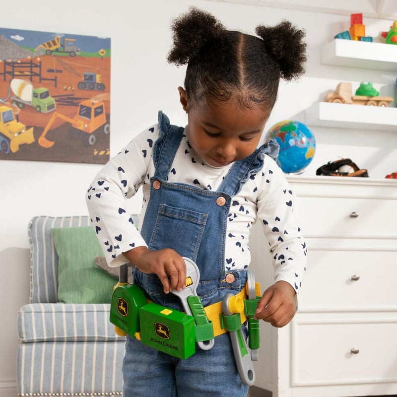 TOMY John Deere Deluxe Talking Toolbelt - 7-Piece Kids Tool Set - Interactive Construction Toys - Interactive Toddler Tools Playset - Green - 7 Count - Preschool Toys Ages 2 Years and Up - Image 4