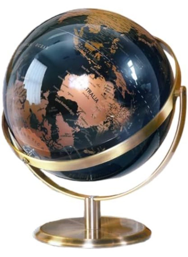 Elegant Rotating World Globe Ornament with Metal Stand for Home and Office Desktop Decor