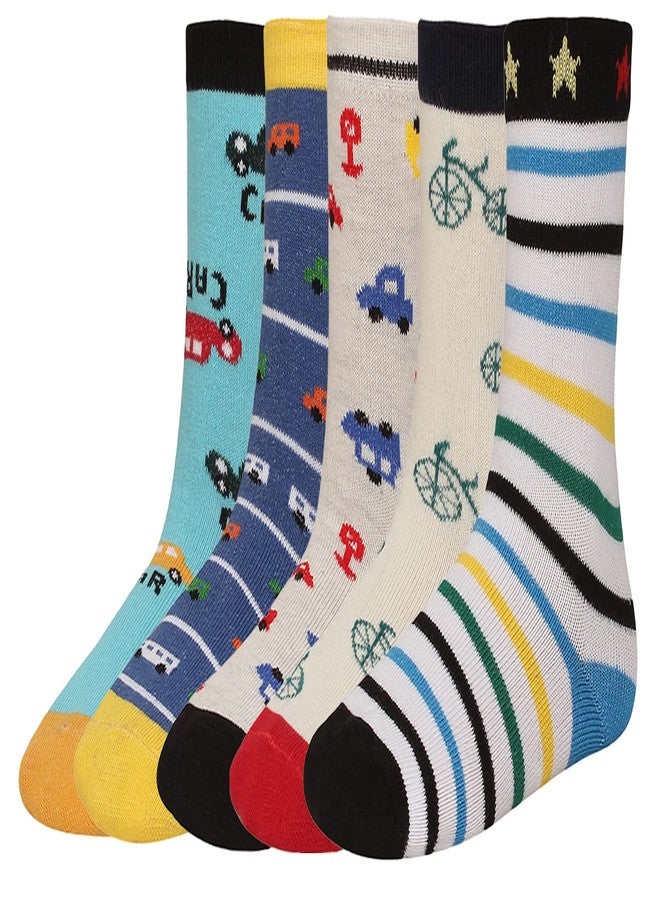 CREATURE Girls And Boys Printed Multicolored Cotton Socks CRE-KIDS-P5-120 (6-7 YEARS) - Image 1