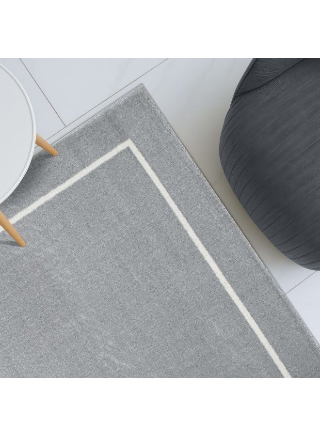 DANUBE HOME Sahara Plain Solids Rug | Washable Solids Style | Polypropylene + Polyester Area Rug Floor Covering | Indoor Carpet For Living Room Dining Bedroom 160X230cm-Light Grey - Image 1
