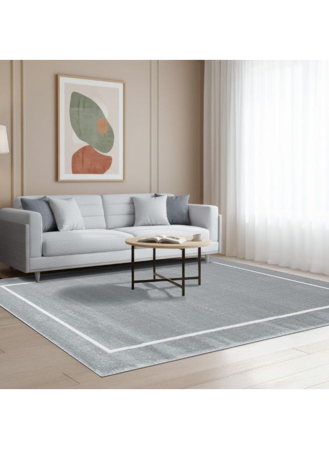 DANUBE HOME Sahara Plain Solids Rug | Washable Solids Style | Polypropylene + Polyester Area Rug Floor Covering | Indoor Carpet For Living Room Dining Bedroom 160X230cm-Light Grey - Image 2