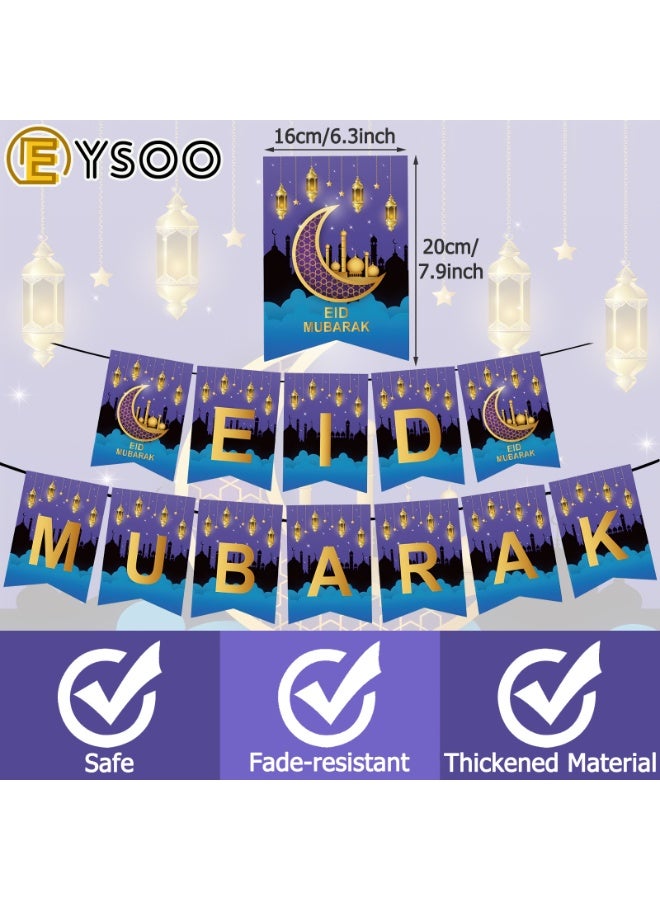  إيسو EYSOO عيد مبارك مجموعة أواني المائدة 92 قطعة مجموعة أدوات مائدة رمضان طقم صحون العيد المناديل القماش المائدة مجموعة علم (أرجواني، يخدم 10) - Image 4