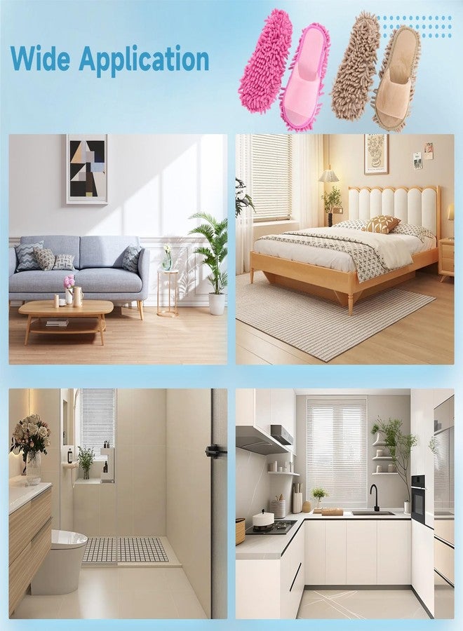 Homaisson 4 Pairs Washable Mop Slippers, Chenille Mop Slippers for Men Women, Floor Cleaning Absorbent Slippers, High-Efficiency Dust Removal, 4 Colors Funny Mop Shoes for Living Room Bedroom Bathroom Kitchen - Image 5