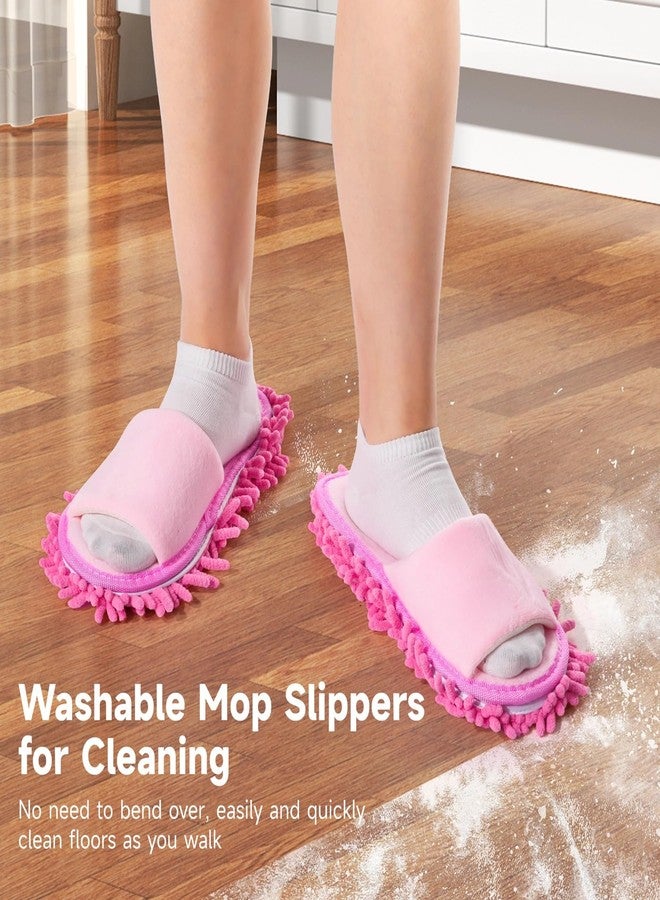 Homaisson 4 Pairs Washable Mop Slippers, Chenille Mop Slippers for Men Women, Floor Cleaning Absorbent Slippers, High-Efficiency Dust Removal, 4 Colors Funny Mop Shoes for Living Room Bedroom Bathroom Kitchen - Image 4