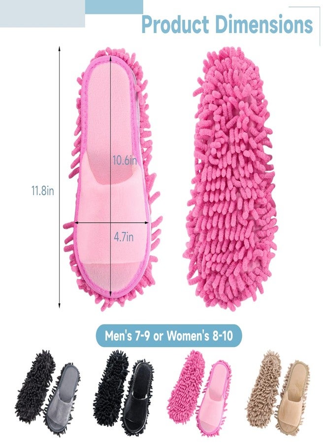 Homaisson 4 Pairs Washable Mop Slippers, Chenille Mop Slippers for Men Women, Floor Cleaning Absorbent Slippers, High-Efficiency Dust Removal, 4 Colors Funny Mop Shoes for Living Room Bedroom Bathroom Kitchen - Image 3