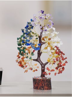 Generic Seven Chakra Tree of Life, Bonsai Money Tree with Golden Wire Beads Natural Healing for Good Luck, Feng Shui Decor, Home Office Decor Showpiece Decoration Gift Item Size 10-12 Inche 