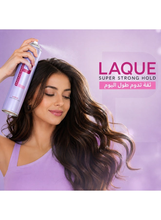 LAQUÉ LAQUE Super Strong Hold Hair Spray – Professional Long Lasting Hair Styling Spray, Humidity Resistant, Natural Shine, Suitable for All Hair Types500 ml - Image 2