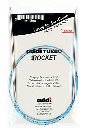 addi Circular Turbo Rocket Lace Skacel Blue Cord 16 inch 40cm Size US 05 375mm