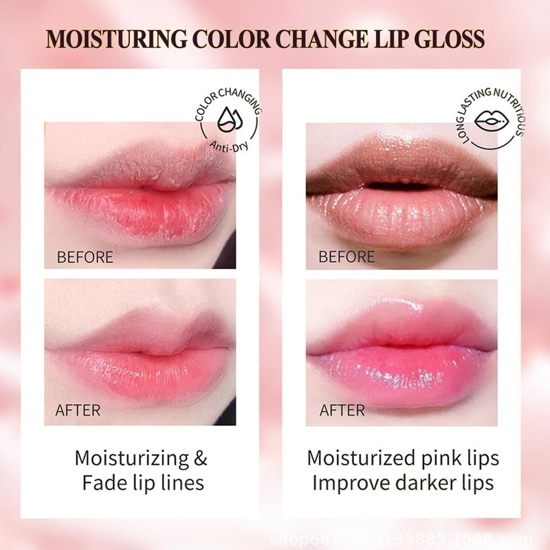 firstfly Pack of 6 Crystal Flower Jelly Lipstick, Long Lasting Nutritious Lip Balm Lips Moisturizer Magic Temperature Color Change Lip Gloss (Black) - Image 5