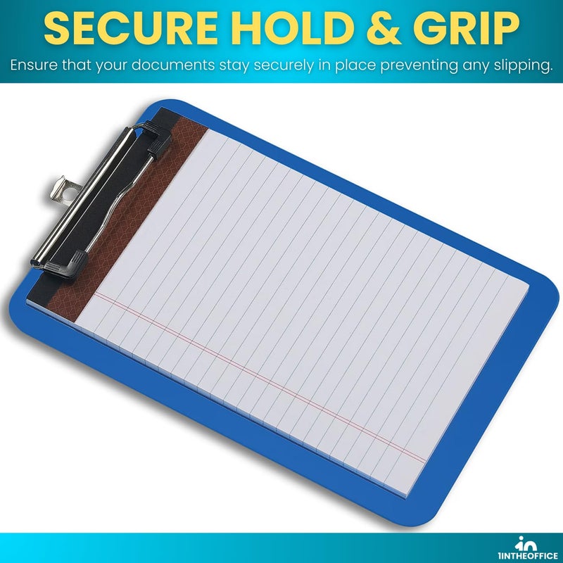 1InTheOffice Small Clipboards 6x9 Plastic Memo Size, Translucent Blue/Translucent Black, 6 x 9 Clip Board- Mini, (2) - Image 5