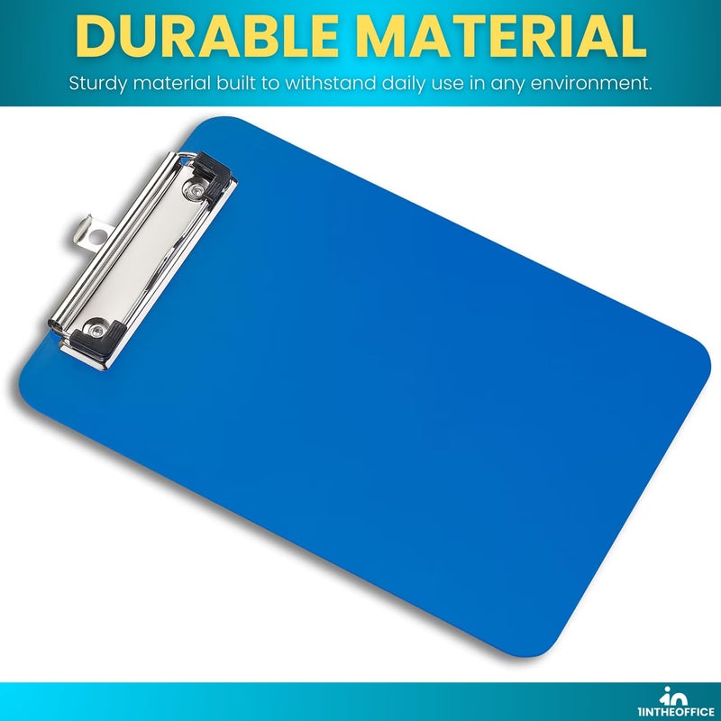 1InTheOffice Small Clipboards 6x9 Plastic Memo Size, Translucent Blue/Translucent Black, 6 x 9 Clip Board- Mini, (2) - Image 3