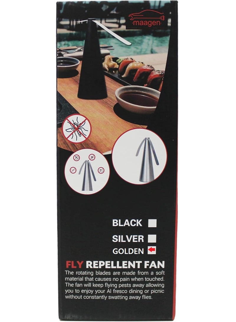MAAGEN Lightweight Eco Friendly Fly Insect Mosquito Repellent Fan Golden - Image 1