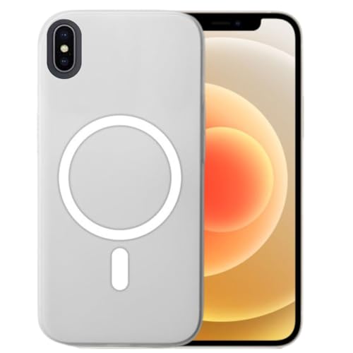 MAGICHUB Luxury Paper Thin Back Case Cover for iPhone X/iPhone Xs | Matte Finish | Compatible with magsafe | (White) - Image 1