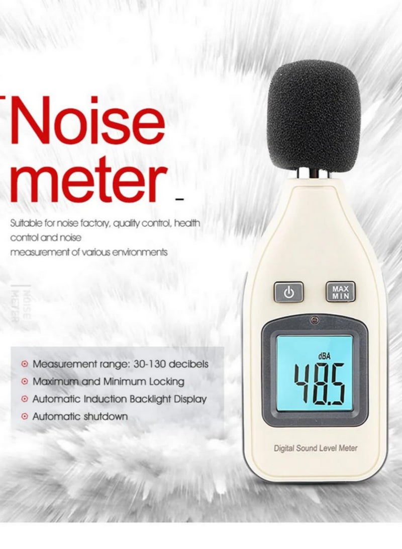 GM1351 متر مستوى الصوت الرقمي 30-130 ديسيبل، جهاز قياس الضوضاء مع شاشة LCD، ميكروفون مكثف كهربيت 1/2 بوصة، وظيفة MAX Hold، شاشة عرض رباعية الأرقام. - Image 4