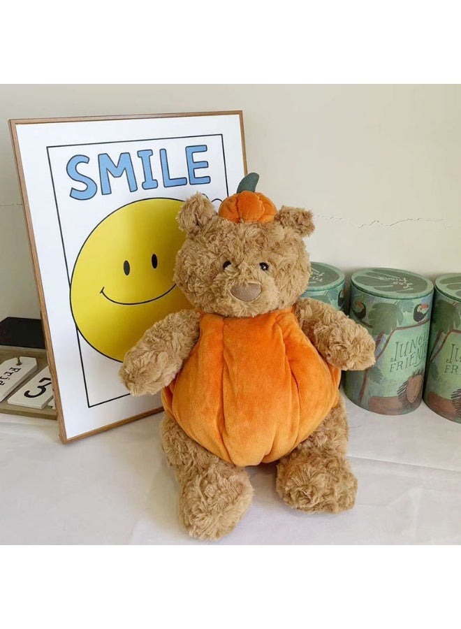 NIBEMINENT Cute Bear Pumpkin Plush Toy - Adorable Halloween Decor Figure