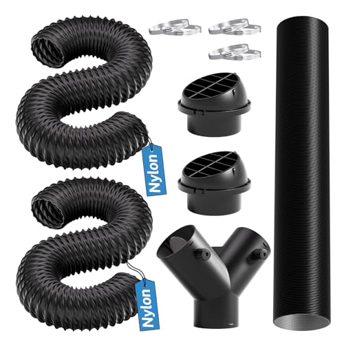 Hon&Guan 3 Inch Diesel Heater Hose Kit, Flexible Nylon Air Vent Set with Adjustable Y Splitter, Two 8FT Ducts, 3FT Outlet Pipe, Air Vents and Clamps for 5KW 8KW Heaters - Image 1
