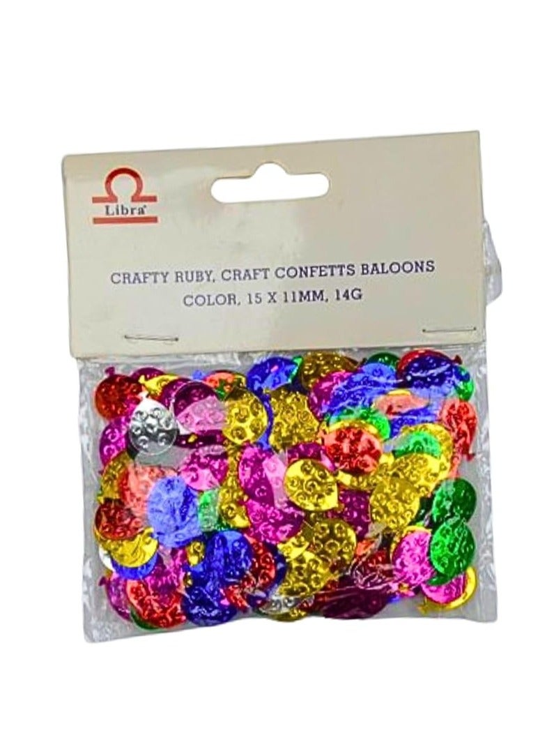 Libra بالونات كونفيتي كرافتى روبي لون 15 × 11 مم 14 جرام - Image 1