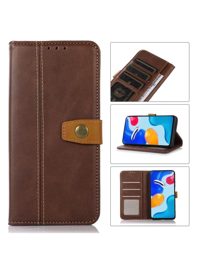 اس-توب جراب لهاتف OPPO Reno7 4G Global / F21 Pro جراب هاتف من الجلد بخيوط الخياطة من جلد العجل - Image 1