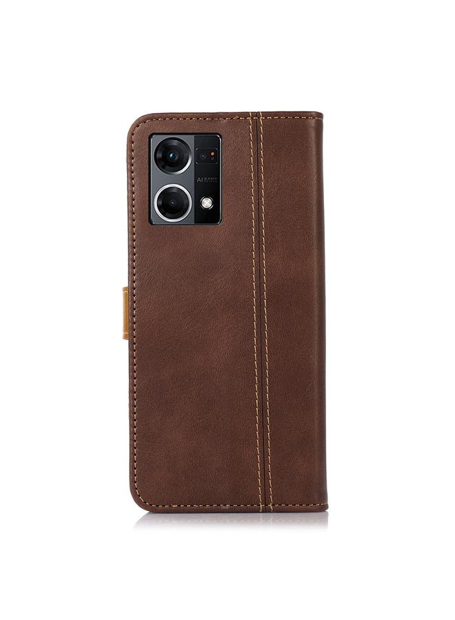 اس-توب جراب لهاتف OPPO Reno7 4G Global / F21 Pro جراب هاتف من الجلد بخيوط الخياطة من جلد العجل - Image 3