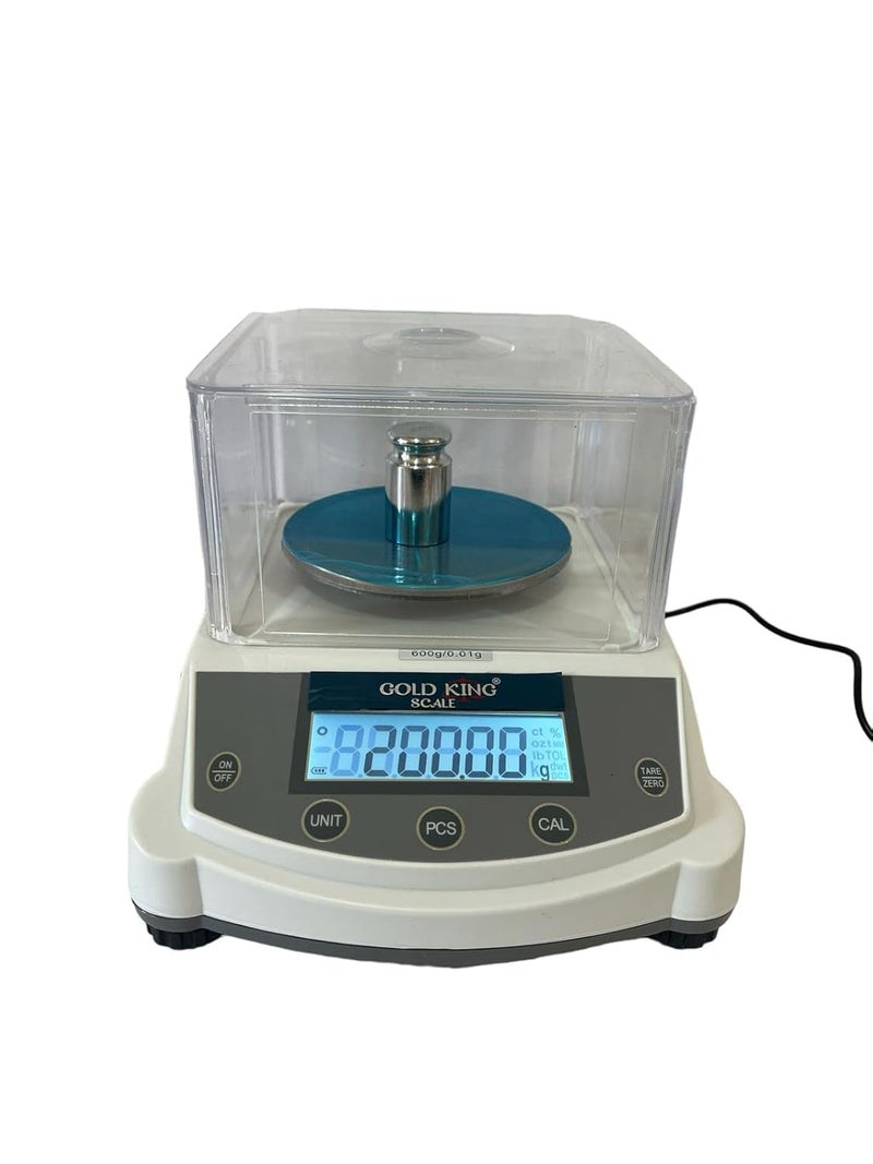 GOLD KING SCALE Gold King Digital Jewellery Scale with Wind Shield High Precision Weighing Scale for Gold Jewellery 200mg to 600g Compact Durable for Shop Use  - Image 1