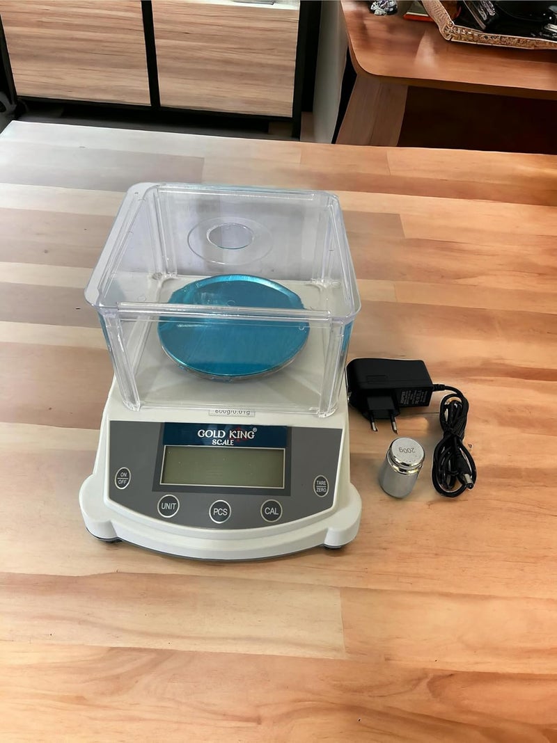 GOLD KING SCALE Gold King Digital Jewellery Scale with Wind Shield High Precision Weighing Scale for Gold Jewellery 200mg to 600g Compact Durable for Shop Use  - Image 4