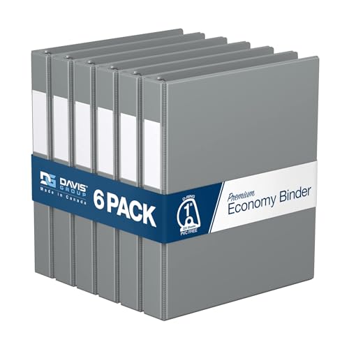 Davis Group Premium Economy 6-Pack 3-Ring Binders for School or Office, D-Ring Binders, 1 Inch, Gray - Image 1