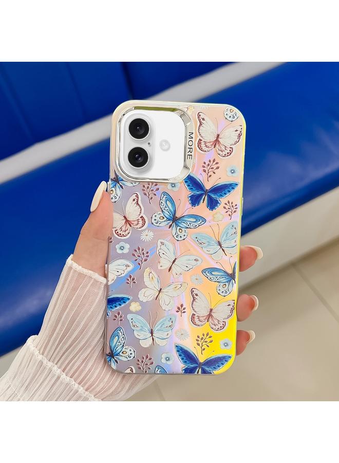اس-توب جراب لهاتف iPhone 16، جراب هاتف مطلي بالكهرباء على شكل فراشة ليزرية - Image 1