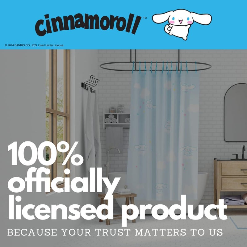 Franco Cinnamoroll 13 Piece Shower Curtain and Ring Set  (100% Officially Licensed Product) - Image 4