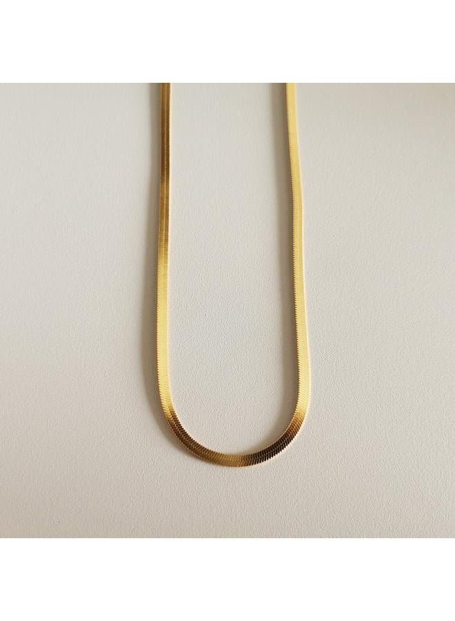 NIBEMINENT Shake Tone Same Style 925 Sterling Silver Flat Snake Bone Chain Female Niche Stacked Wear Minimalist Gold Clavicle Blade Necklace 
