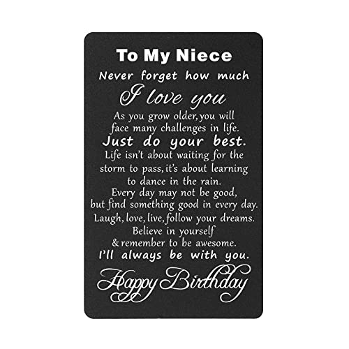TANWIH Niece Birthday Card, Happy Birthday Niece, Inspirational Engraved Birthday Greeting Card for Niece - Image 1