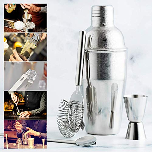 Okayji Stainless Steel Barware Cocktail Shaker Set Bartender Kit Home Bar Tool with Stand, 13- Pieces - Image 3