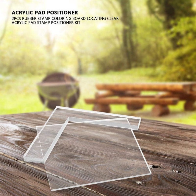 klarako Stamp Positioner Kit 2pcs/Set Rubber Stamp Coloring Board Locating Clear Acrylic Pad Stamp Positioner Kit - Image 2